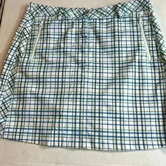 Nivo by Lanctot Golf Skirt with under shorts yellow and blue plaid size 10 skort - Picture 1 of 13